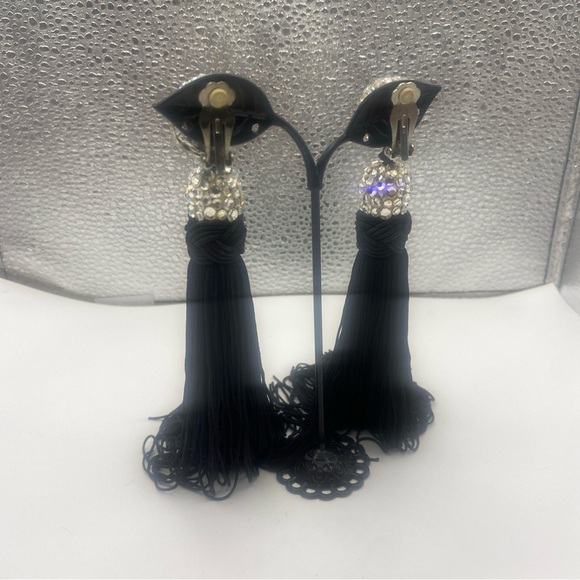 James Arpad Rhinestone Tassel Drop Vintage Earrings Excellent Condition - Picture 4 of 10